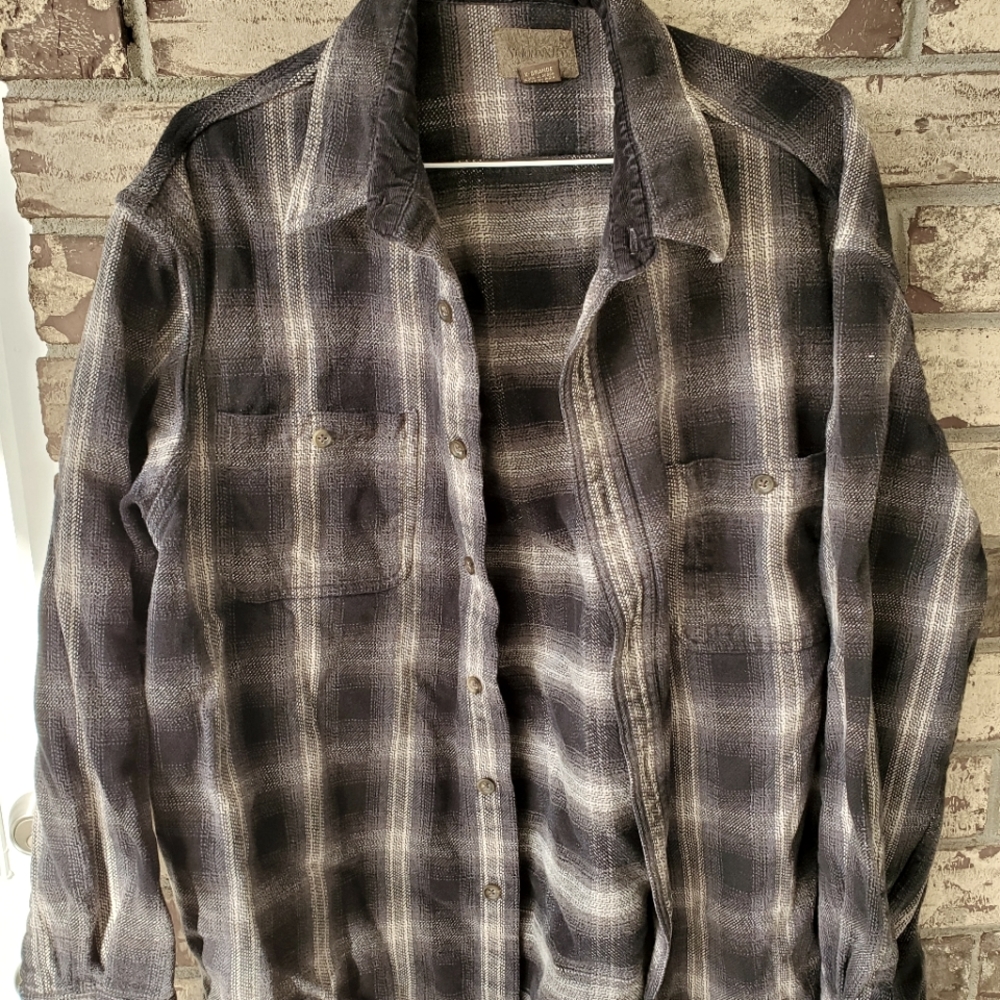 Oversized plaid button down black and off white